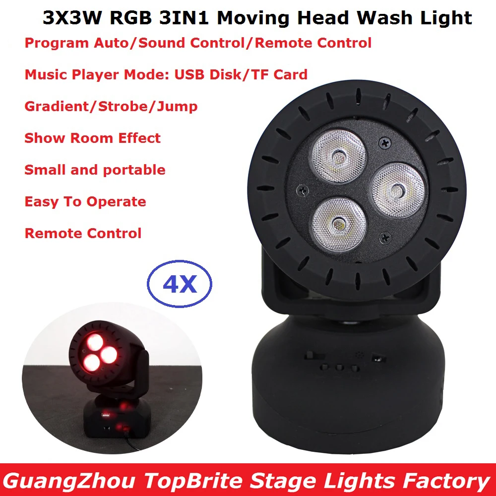 Светодиодный прожектор с движущейся головкой 4 упаковки 3X3W RGB 3IN1 светодиодный 110