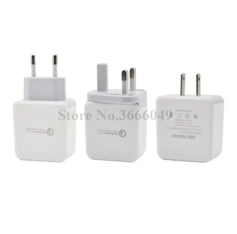 100pcs Eu US UK QC 3.0 Fast Adaptive Wall charger power