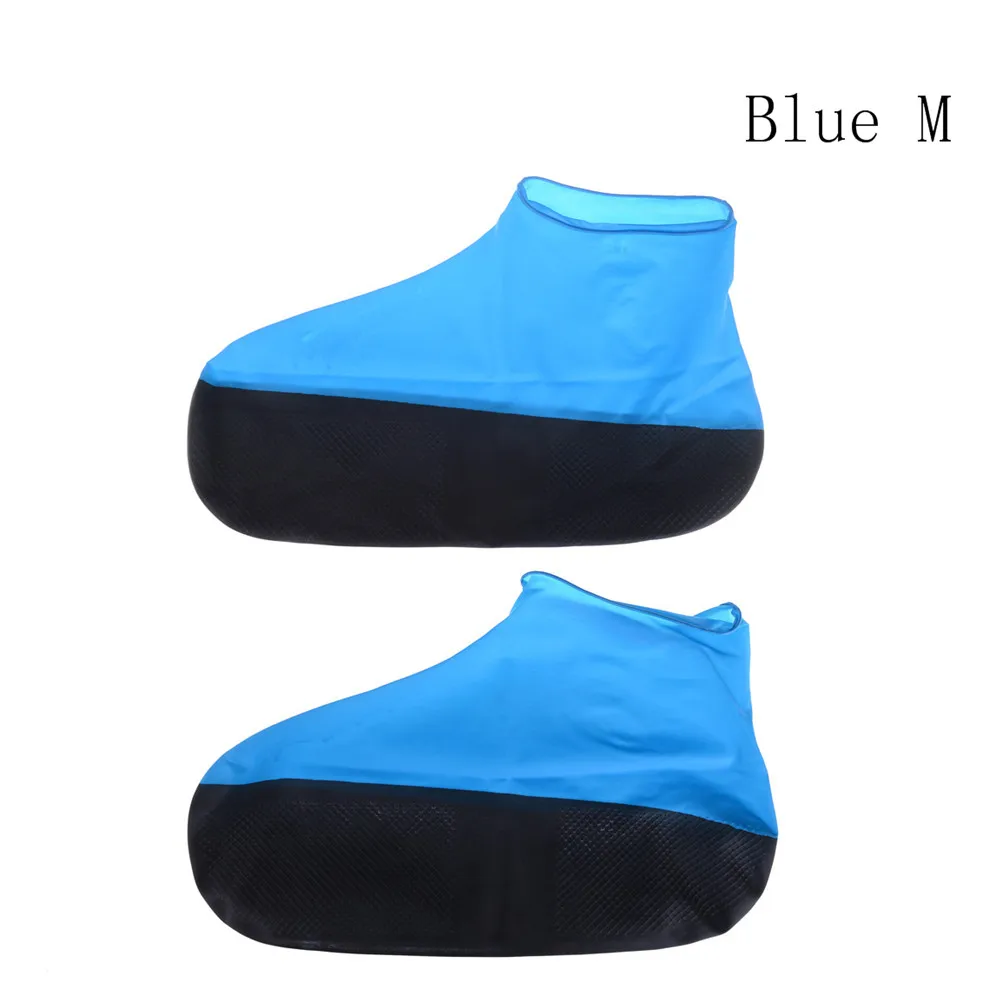 1 пара эластичных латексных дождевых чехлов, легко переносить галоши, устойчивые защитные водонепроницаемые бахилы для мужчин и женщин - Цвет: Blue-M