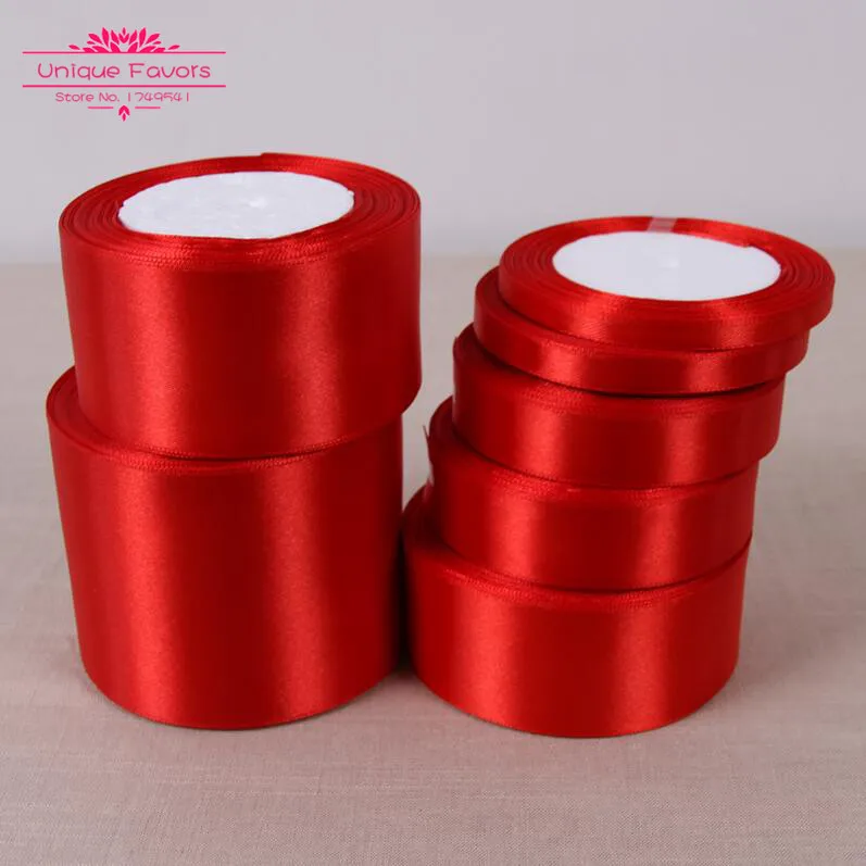 25 Yards Joyous Red Satin Ribbons 6mm 75mm Wedding Party Ribbon Home