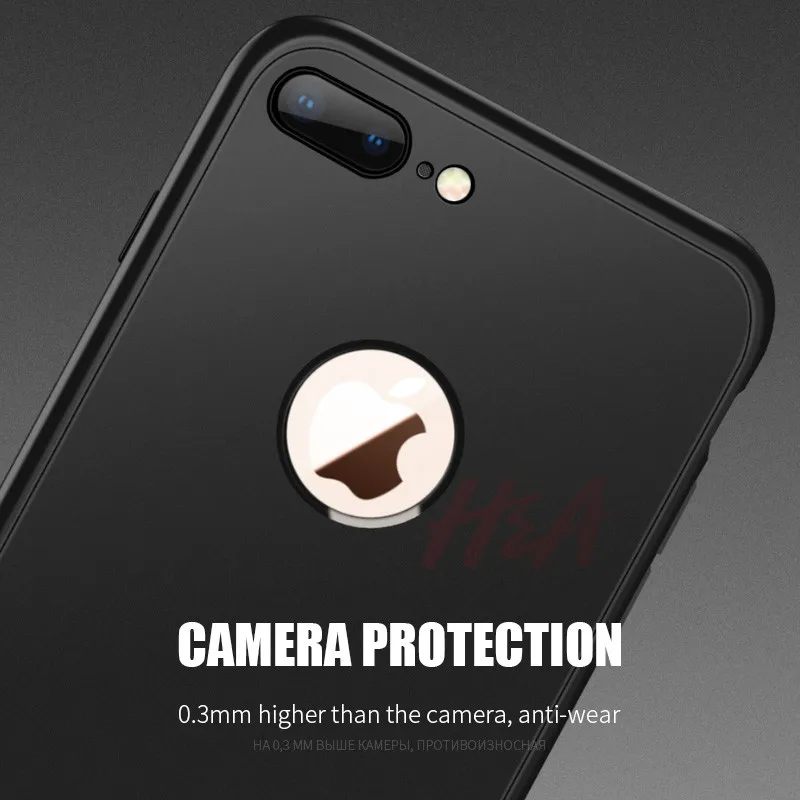 H & A 360 funda completa para teléfono para iPhone 8 6 6 s 7 Plus 5 5S SE suave funda protectora de silicona para iPhone 8 Plus con vidrio