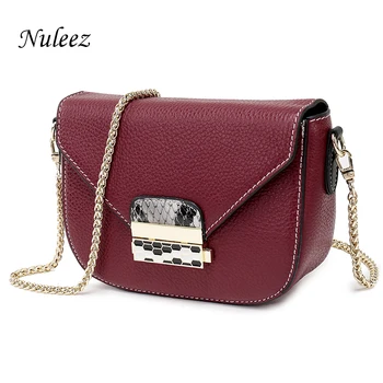 

Nuleez Saddle Small Gold Chain Bag Candy Color Genuine Leather Crossbody Bags Women Day Clutch Pink Red Blue Messenger Bag 1101