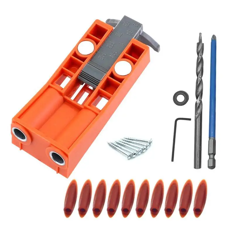 Woodworking Pocket Hole Jig Kit Drill Guide Angle Drill Guide Set w/2 Magnets Hole Puncher Locator For DIY Carpentry Tools - Цвет: C