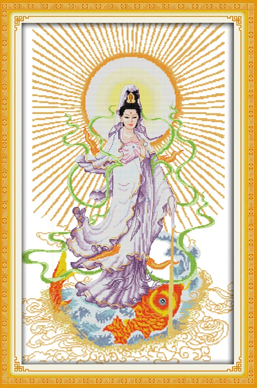 

Guanyin Buddha Portrait DMC Counted Cross-Stitching 11CT Printed 14CT Handmade Set Cross-stitch Kit Embroidery Needlework Decor