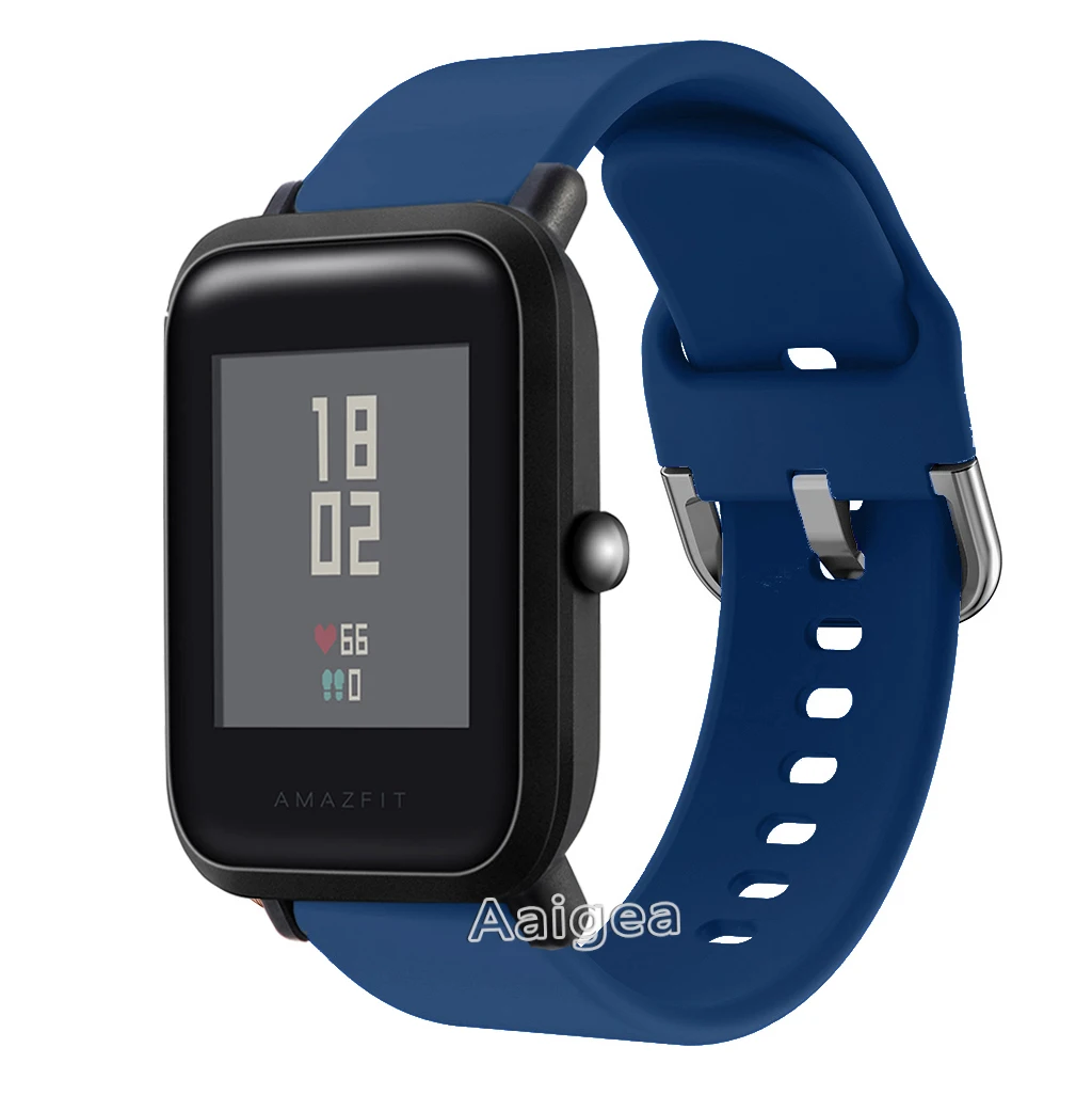 Мягкий силиконовый ремешок для часов для Xiaomi Huami Amazfit Bip BIT PACE Lite, Молодежный сменный спортивный браслет 20 мм, ремешок на запястье - Цвет ремешка: Navy blue