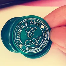 Именной вензель воск печать/Пользовательские Свадебные инициалы уплотнения/свадебные приглашения печать/на заказ Свадебная печать два инициала