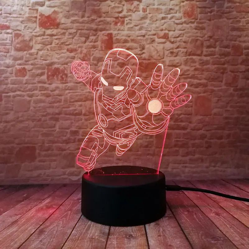 Avengers Iron Man Figma Modelo 3d Illusion Led Nightlight Colorful Flashing Light Marvel Super Heros Ironman Figura Juguetes - basic red galaxy bowtie roblox