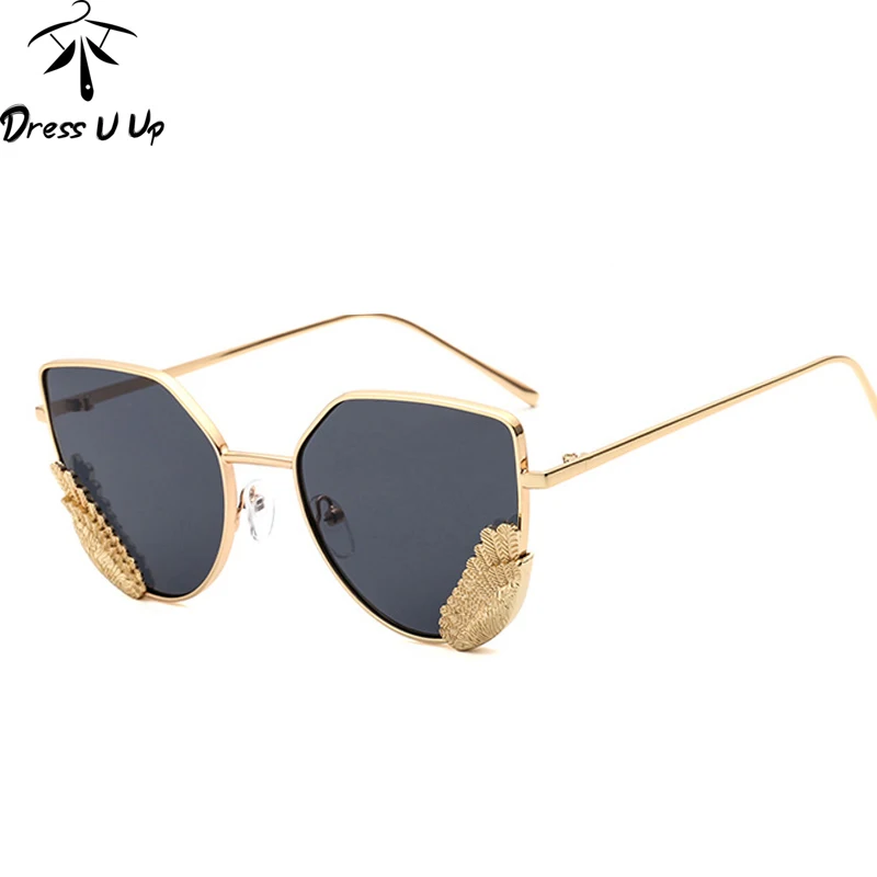 

DRESSUUP Hipster Wing Cat Eye Sunglasses Women Brand Designer Coating Sun Glasses Ocean Color Shades Oculos De Sol Feminino