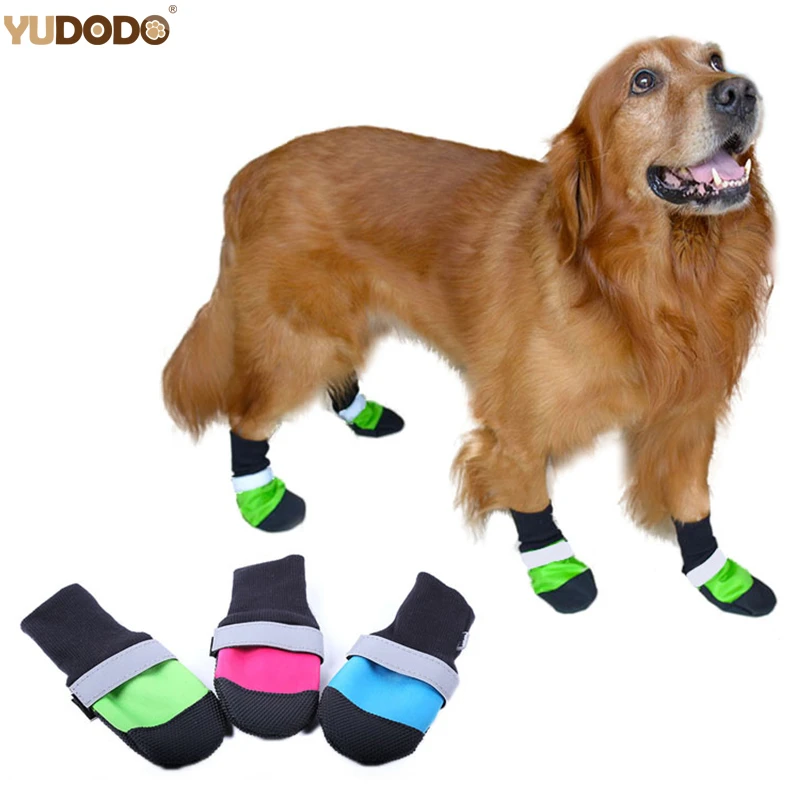Zapatos Oxford impermeables para perro grande, Botas de lluvia antideslizantes, reflectantes, de cuero, para Retriever, XS/S/M/L/XL, 4 unids/set por juego|large dog shoes|dog shoesdog rain boots AliExpress