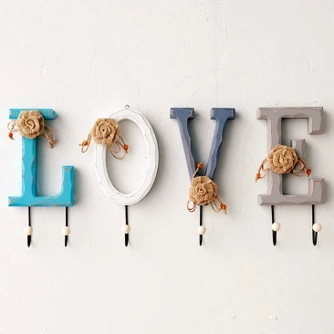 Новое поступление настенные декорационные крючки современный дом/Любовь декоративный крючок креативная деревянная модель настенный крючок - Цвет: Love