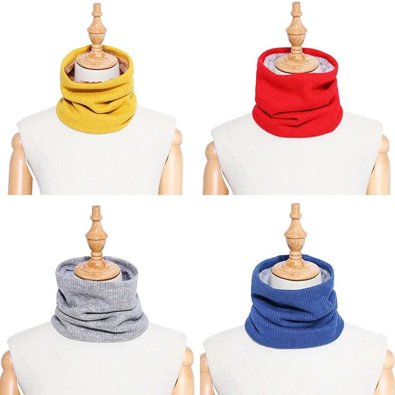 

New 2018 Men Women's Winter Knit Cowl Neck Warmer Long Scarf Female Ring Collar Shawl for Children Knitted Cashmere Tube Scarf
