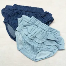 Летние милые шорты, детские штаны с оборками, однотонные джинсовые детские шорты, джинсовые шорты для девочек, одежда для малышей, детская одежда из бутика