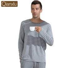 Qianxiu casual pyjamas klassische streifen nachtwäsche plus größe oansatz unterwäsche anzug männlichen pyjamas