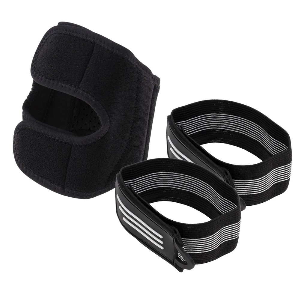 

2 Pcs Bike Reflective Strap High Elastic Pants Band with Sports Knee Pad