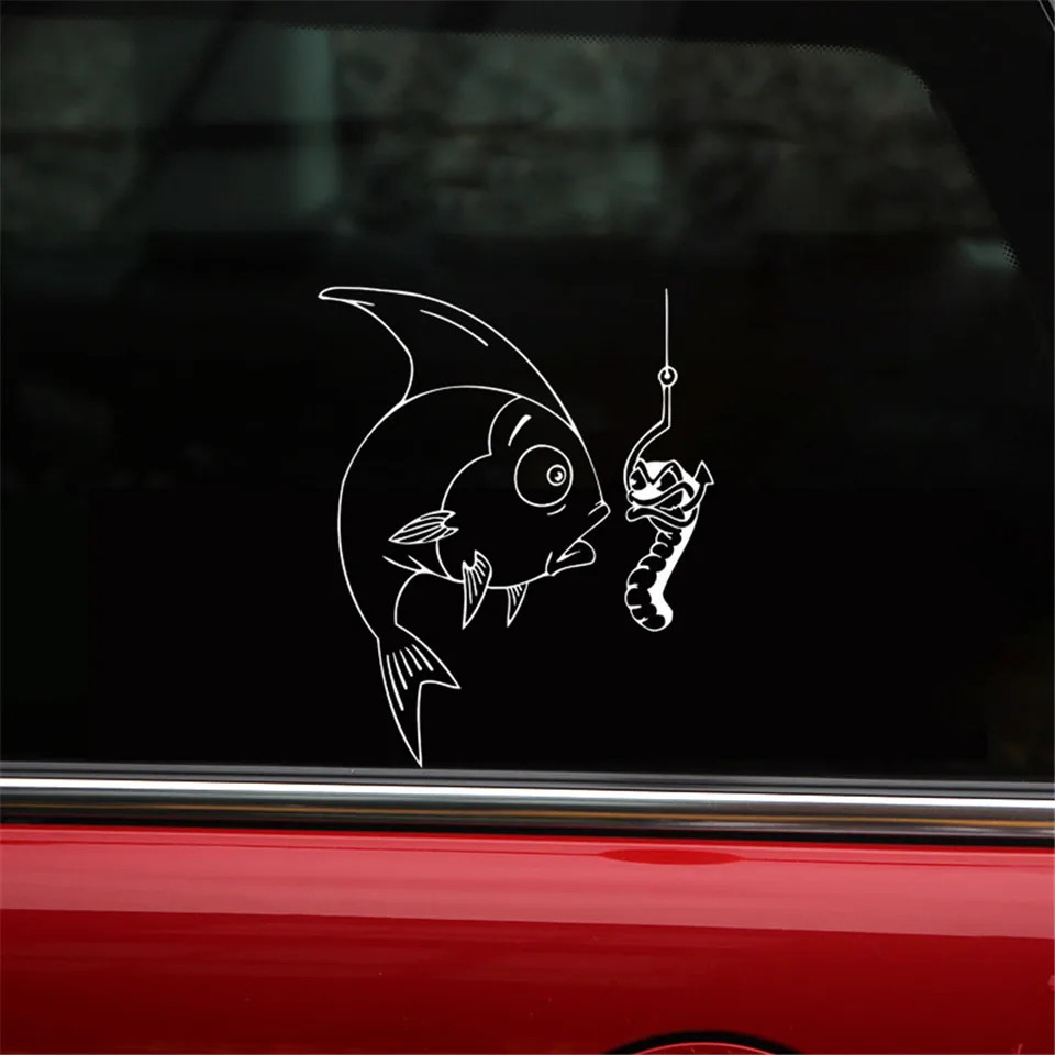 12.715.5CM Fishing Club Fish Funny Car Decal Vinyl Stickers Creative Cartoon Car Sticker  (2)