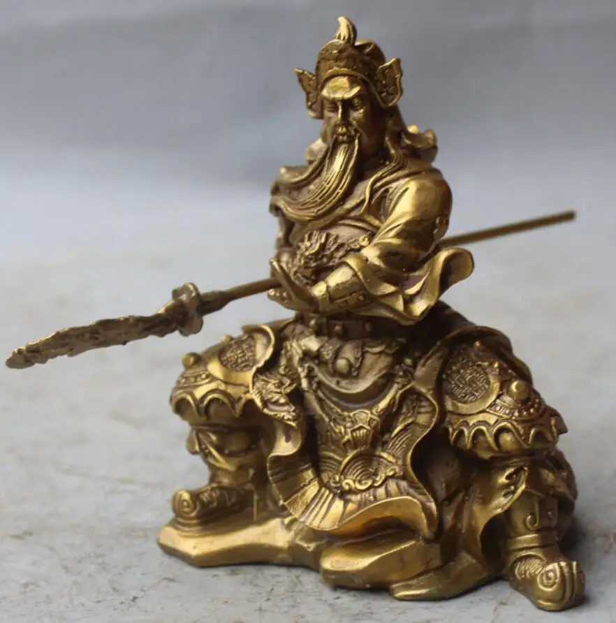 6 &quotКитайский древний герой латунный Дракон Guan Gong Yu воин меч с изображением бога