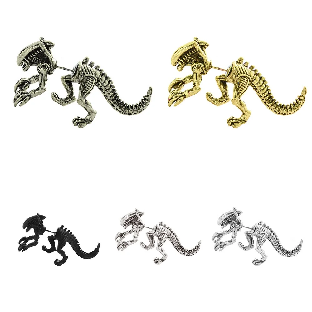 

1Pc 5 Colors Alien Earrings Dinosaur Earring Black Enamel Earrings For Women Animal Piercing Ear Jewelry Oorbellen Brincos Mujer