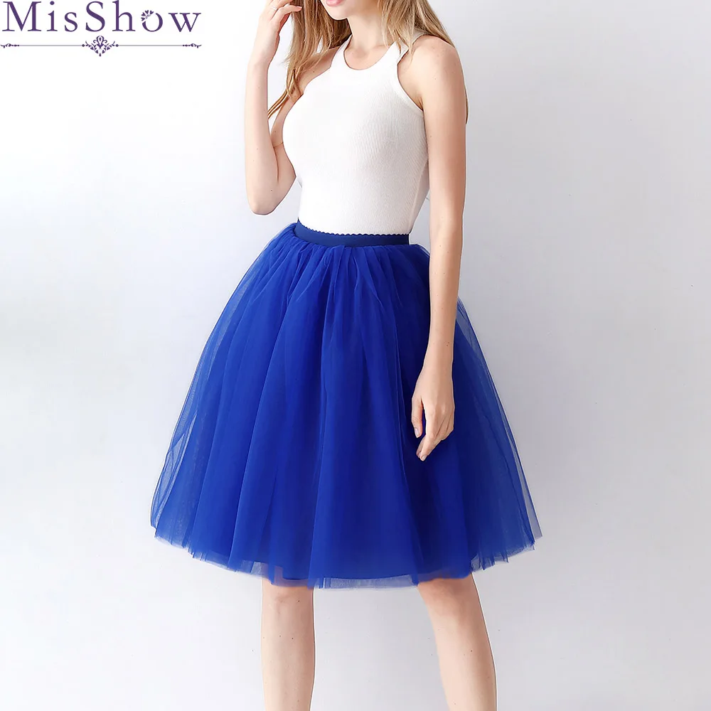 New 2019 Short Petticoat Tulle Skirts Womens Elastic Stretchy 65CM 6 Layers Summer Spring Adult Tutu Skirt Underskirt Rockabilly