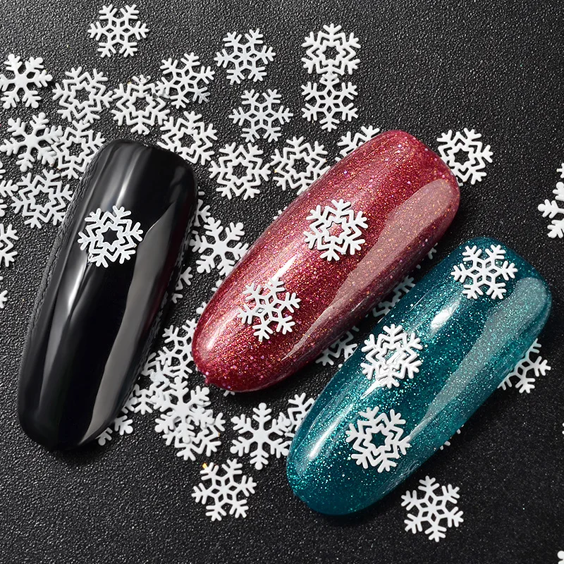 ELECOOL NEW 1 Pc Christmas Snowflake Nail Rhinestone Decoration Tips White Slice DIY Sequins Hollow Art Metal Ornaments | Красота и