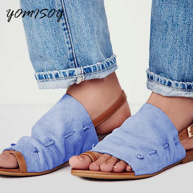 2018 Летняя женская брендовая обувь для отдыха с пряжкой Повседневное без каблука женские сандалии