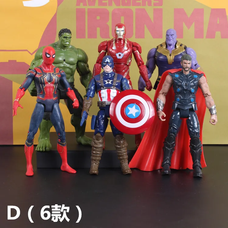 16-18CM Avengers 3 Infinity War Thanos Iron Spider Figure Spiderman Hulk Black Panther Iron Man Action Figure Toys For Kids