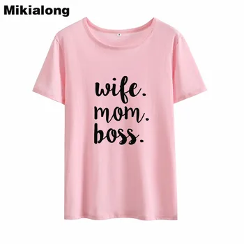 

Mrs win WIFE MOM BOSS Woman T Shirt Short Sleeve Hipster Summer Tshirt Women Tops Cotton Basic Camisetas Mujer Verano 2018