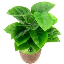 1 букет/18 листьев искусственный шелк зеленый лист Scindapsus Aureus для свадебных украшений поддельное дерево бонсай растение аксессуары