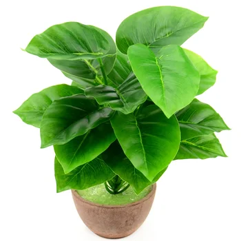 

1 Bouquet/18 leaves Artificial Silk Green Scindapsus Aureus Leaf for Wedding Decorations Fake Bonsai Tree Plant Accessories