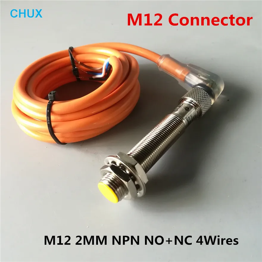 M12 датчик соединитель изгиб тип NPN NO + NC 4 провода 6-36VDC 2 мм Датчик обнаружения