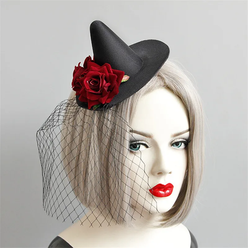 

Gothic style Hairclip Lolita Cosplay Steampunk Mini Top makeup party cocktail party headpiece witch hat stage show rose silk hat
