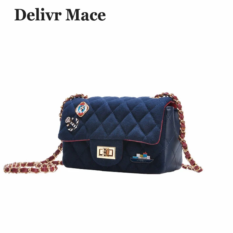 

Shoulder Bag Women Small 2018 Newest Suede Blue Badge PU Leather Girl Cross Body Bags Sac A Main Female Crossbody Messenger Bags