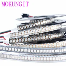 1 м DC5V WS2812B SK6812 5050 RGB 144 светодиодный s Пиксели прибор приемно-Водонепроницаемый светодиодный полосы светильник IP20 IP65 IP67 белый/черный лента для печатных плат DC5V