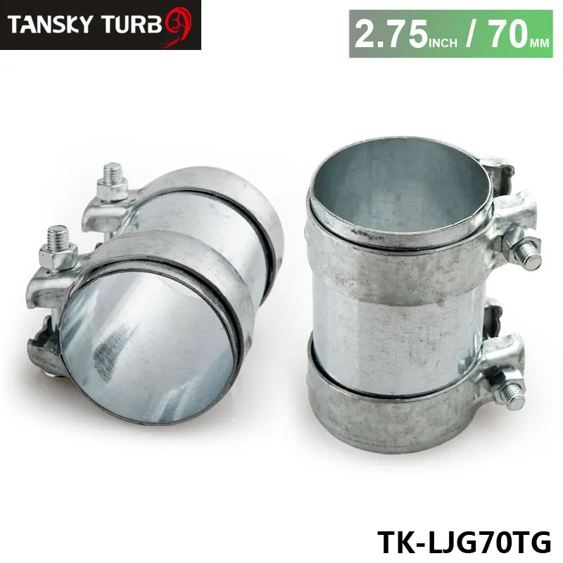 TANSKY - 2.75" 70mm Exhaust Pipe Connector Heavy Duty Sleeve Double Clamp Tube Adapter Joiner VAG TK-LJG70TG