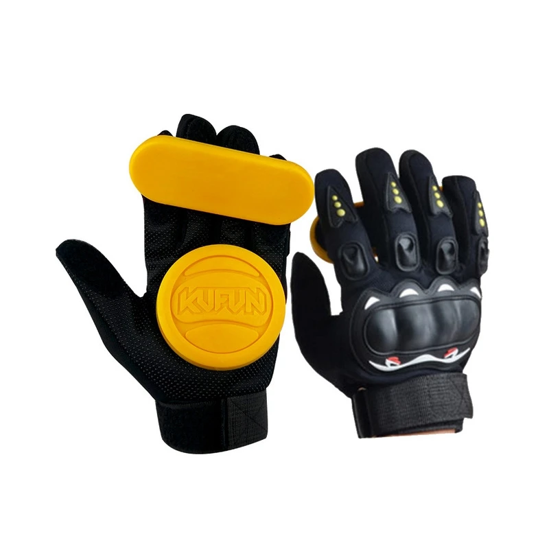 2yellow patten glove KUFUN Скейтборд Перчатки горка перчатки огненный камень кремневые искры Лонгборд защитные перчатки Экипировка/коврик горка перчатки - Цвет: 2yellow patten glove