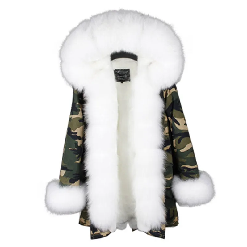 Заводская цена, брендовая зимняя куртка, женская верхняя одежда, толстые парки, Лисий мех, натуральный мех, воротник, пальто с капюшоном, настоящая теплая меховая подкладка - Цвет: 18
