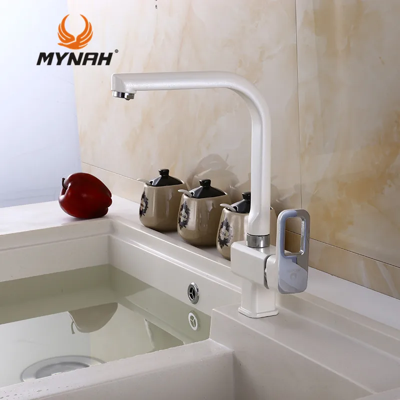 MYNAH Россия белый кухонный кран раковина горячая и холодная вода кухонные аксессуары современный поворотный кран M5449J