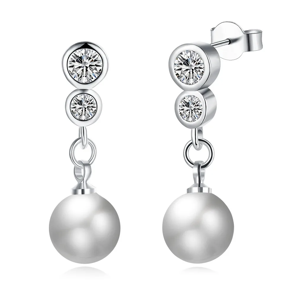 

925sterling silver small cute bring round tag pendant crystal stone bangle earring for women fine fashion trendy jewerly