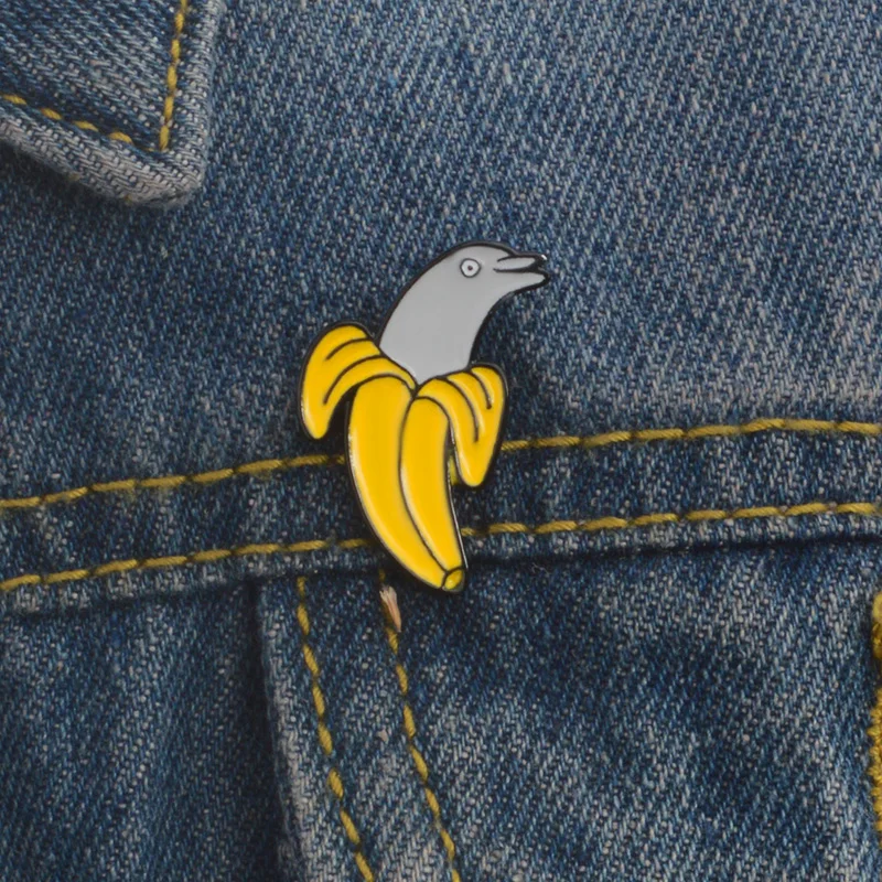 

Banana Dolphin Enamel pins Lapel pins Brooches Badges Backpack Bag Hats Accessories For men women Funny jewelry Dolphin jewelry