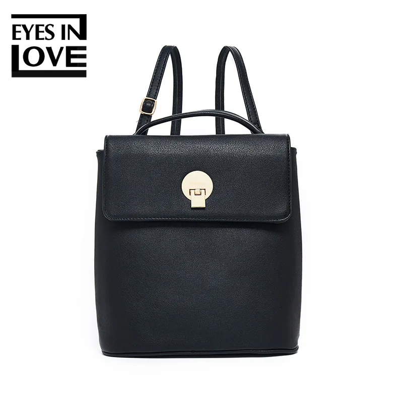 

EYES IN LOVE Leather Women Backpack Simple School Bags Large Capacity Backpack Purse Multi-Function Female Ladies Shoulder Bag