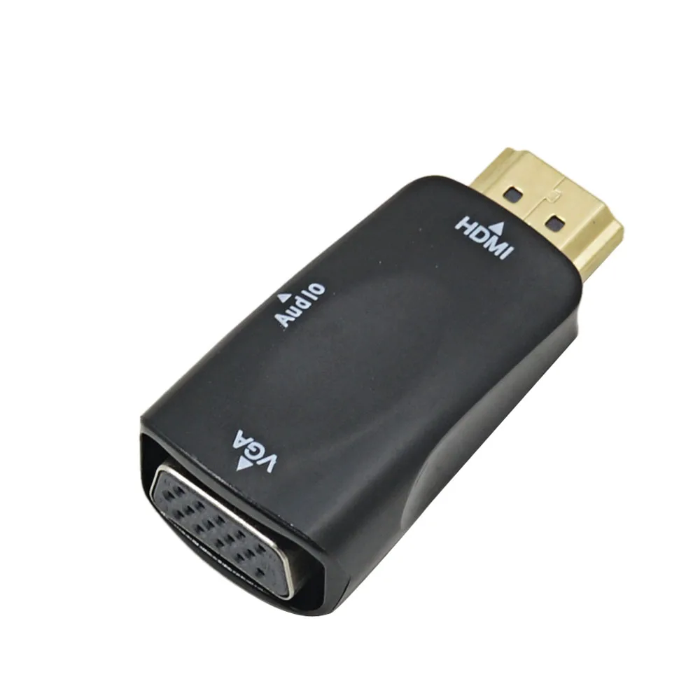 TISHRIC Мужской к женскому для HDMI к VGA конвертер с аудио кабелем для ПК ноутбук планшет поддержка 1080P HDTV адаптер - Цвет: Black