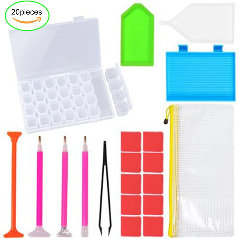 

20pcs/set DIY Diamond Painting Tool Pen Storage Box Diamond Embroidery Accessories Rhinestones Cross Stitch Kits Cases Tools