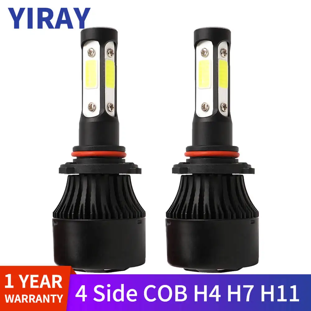 Светодиодный налобный фонарь YIRAY 4 боковых люменов COB 72 Вт 16000lm H4 H7 H11 H13 9005 9006 9012 9007 12