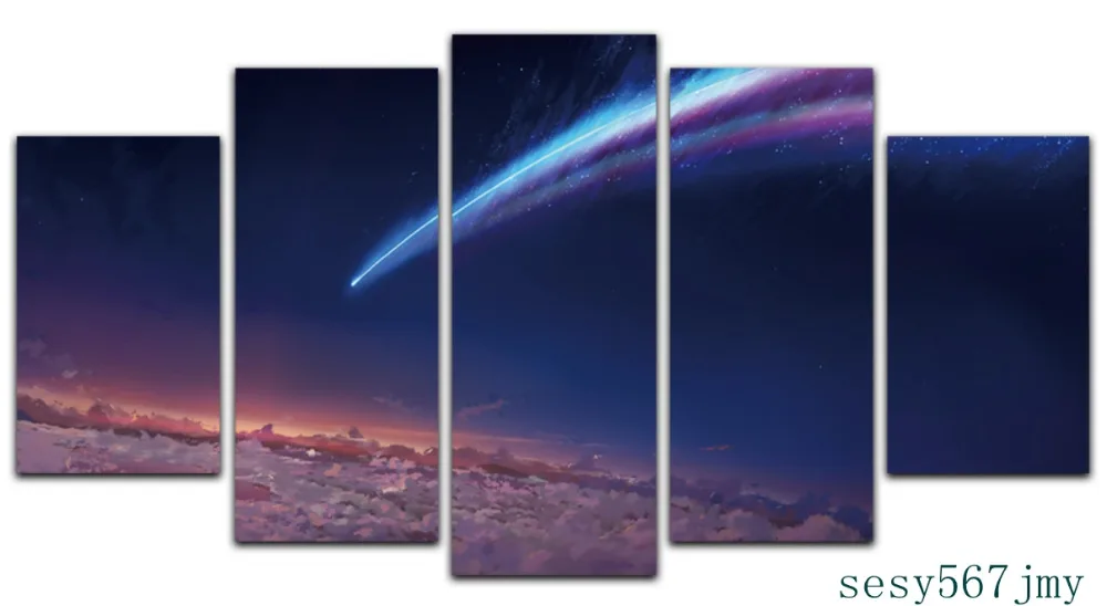 

Art Abstract Indoor Decor mt Anime cosplay A20 your name Comet Crash canvas decoration 5 pieces