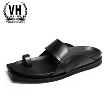 Летние мужские сандалии; универсальные кроссовки из воловьей кожи; мужские шлепанцы; Вьетнамки; повседневная обувь; мужская пляжная обувь из натуральной кожи для отдыха