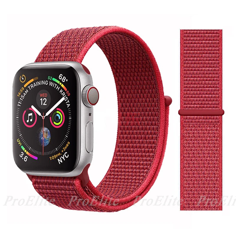 Color27 Red Нейлон Ремешок для наручных часов Apple Watch серии 3/2/1 38 мм 42 мм мягкий нейлон дышащий сменный ремешок Спортивная петля для наручных часов iwatch серии 4 40 мм 44 мм - Цвет ремешка: Color27 Red