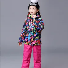 Лыжный костюм для девочек, куртка для сноуборда, брюки, ветронепроницаемая, водонепроницаемая, спортивная одежда, Gsou, зимняя лента, детский супер теплый костюм, комплект для детей