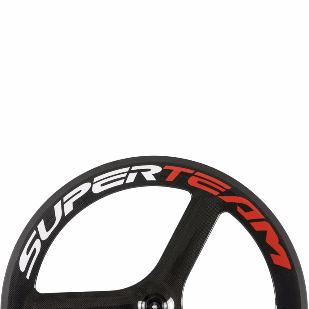 Flash Deal SUPERTEAM Spoke Carbon Wheels 700C 3 Spoke Carbon Road Wheels 23mm Width Clincher Carbon Wheelset Single Speed Carbon Wheel 6