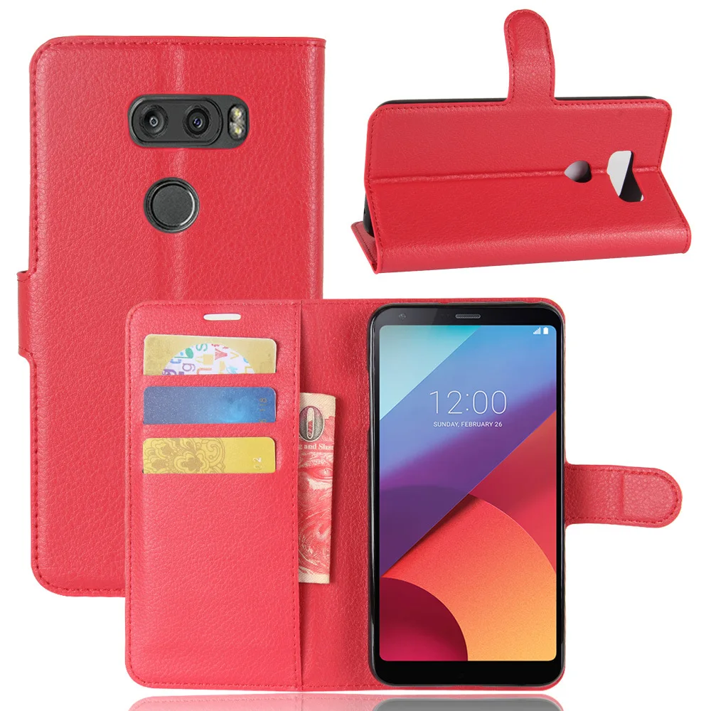 100pcs/lot Free shipping Lychee Wallet Leather Case Stand