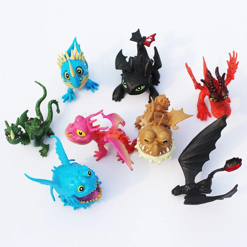 

8pcs/lot 8cm How to Train Your Dragon Night Fury toothless 2 PVC Action Figure Toys Doll Free Shipping