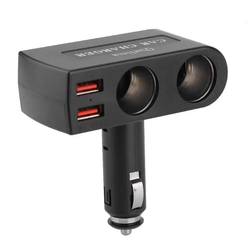 Quelima универсальное автомобильное зарядное устройство Dual USB QC3.0 зарядное устройство+ двойные розетки автомобильный прикуриватель удлинитель разветвитель